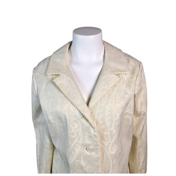 NWT 1960s Off White Paisley Button up Blazer Shirt Jacket / Small - Picture 2 of 4